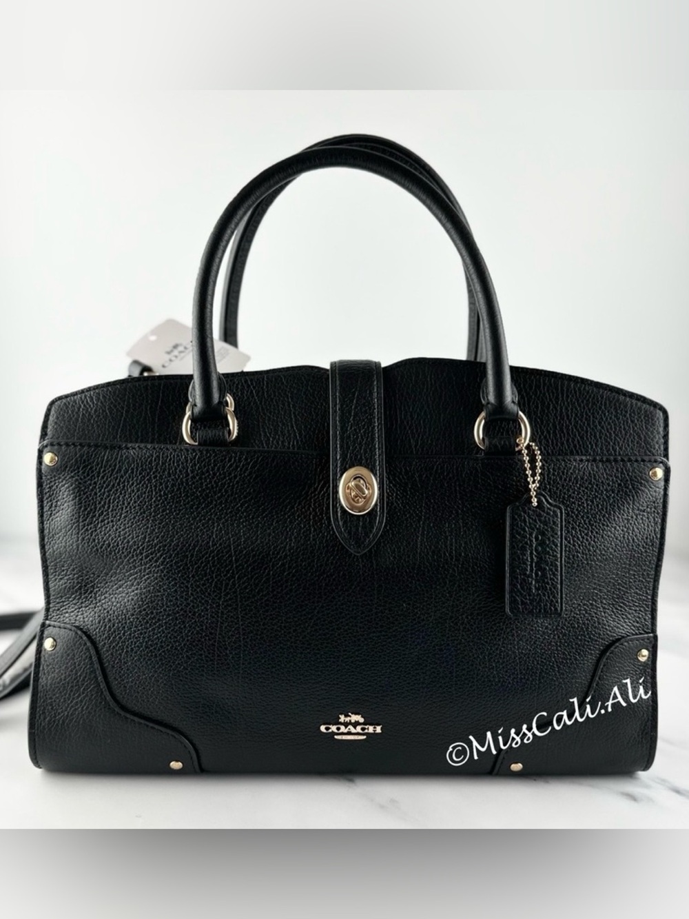 NWT COACH Mercer 30 Black Leather Satchel Crossbody Bag